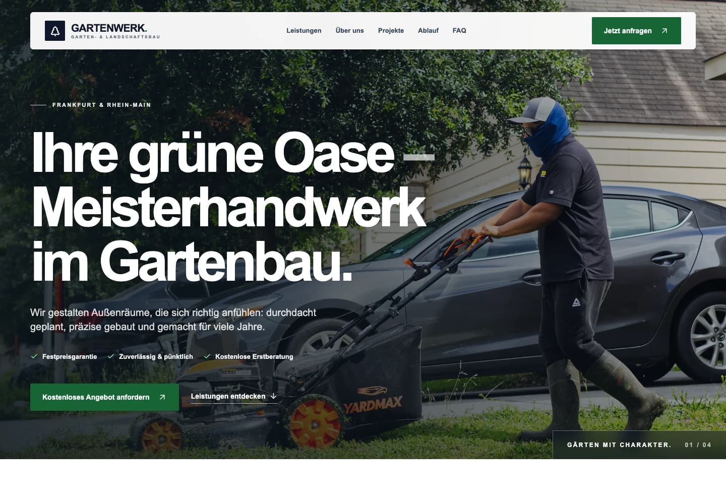 GARTENWERK – tatsächlicher Screenshot der Desktop Website