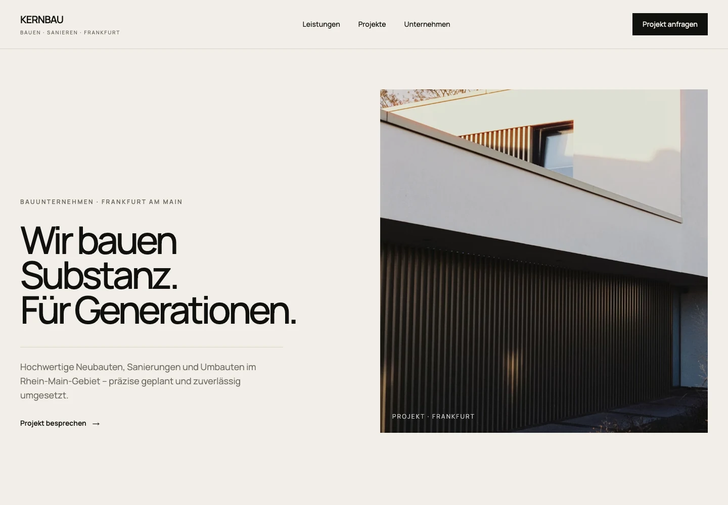 Originaler Screenshot meiner KERNBAU Website